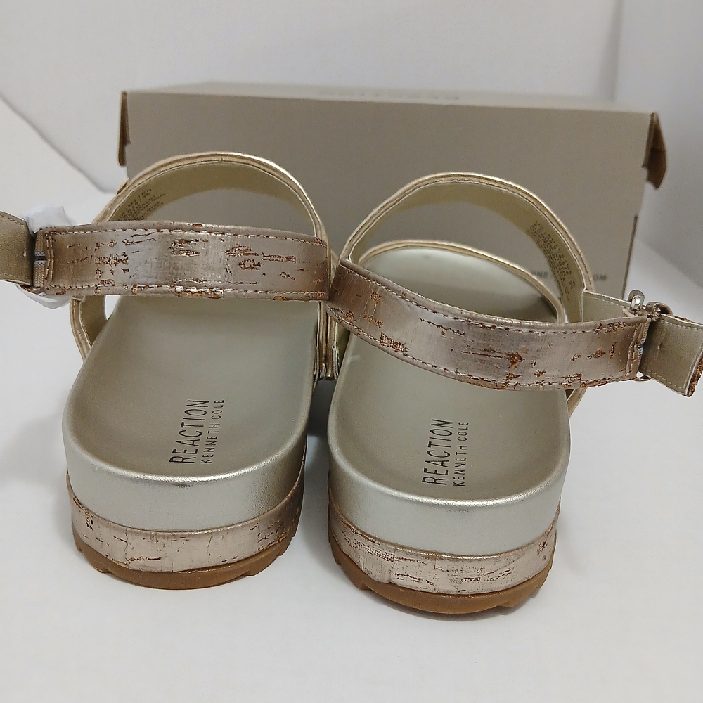 Kenneth Cole Metallic Gold Woven-Strap Platform Sandals Size 8.5 Med New $40 - Picture 6 of 8